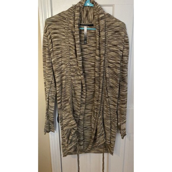 Kensie Women's Cardigan Sz L Multicolor Soft Stripe, Raw Long sleeve /pull front - Picture 1 of 6